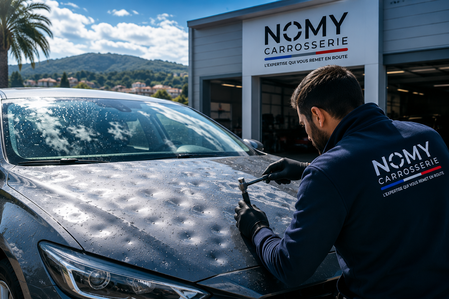 Grêle dans les Alpes-Maritimes : comment faire réparer sa voiture — Carrosserie NOMY (06)